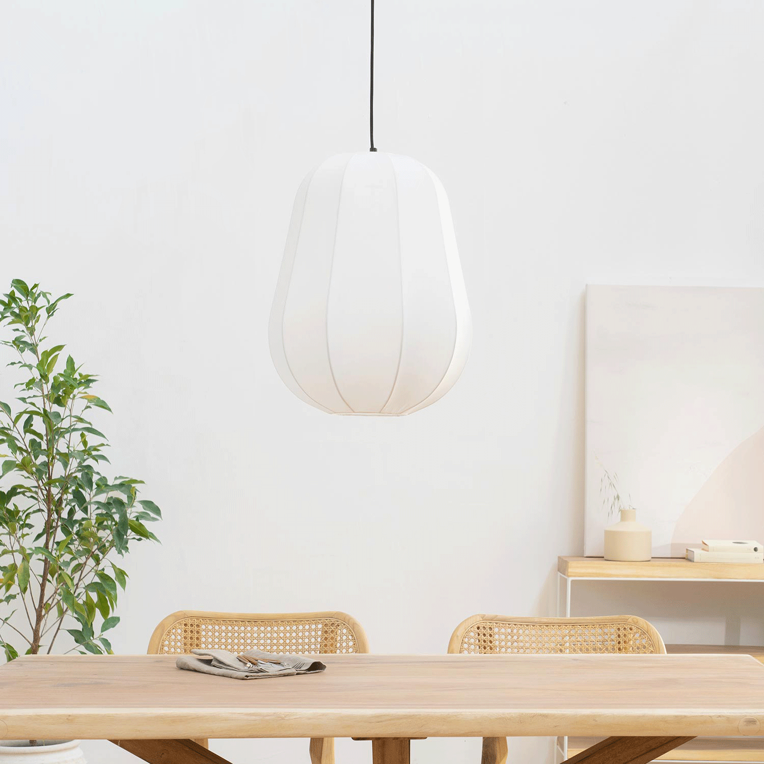 Lien Lámpara de techo tela blanca