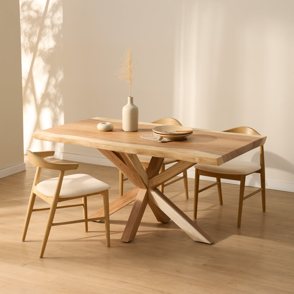 Table de salle à manger en bois hêtre massif huilé coloris naturel - longueur 50 x hauteur 76 x profondeur 70 cm