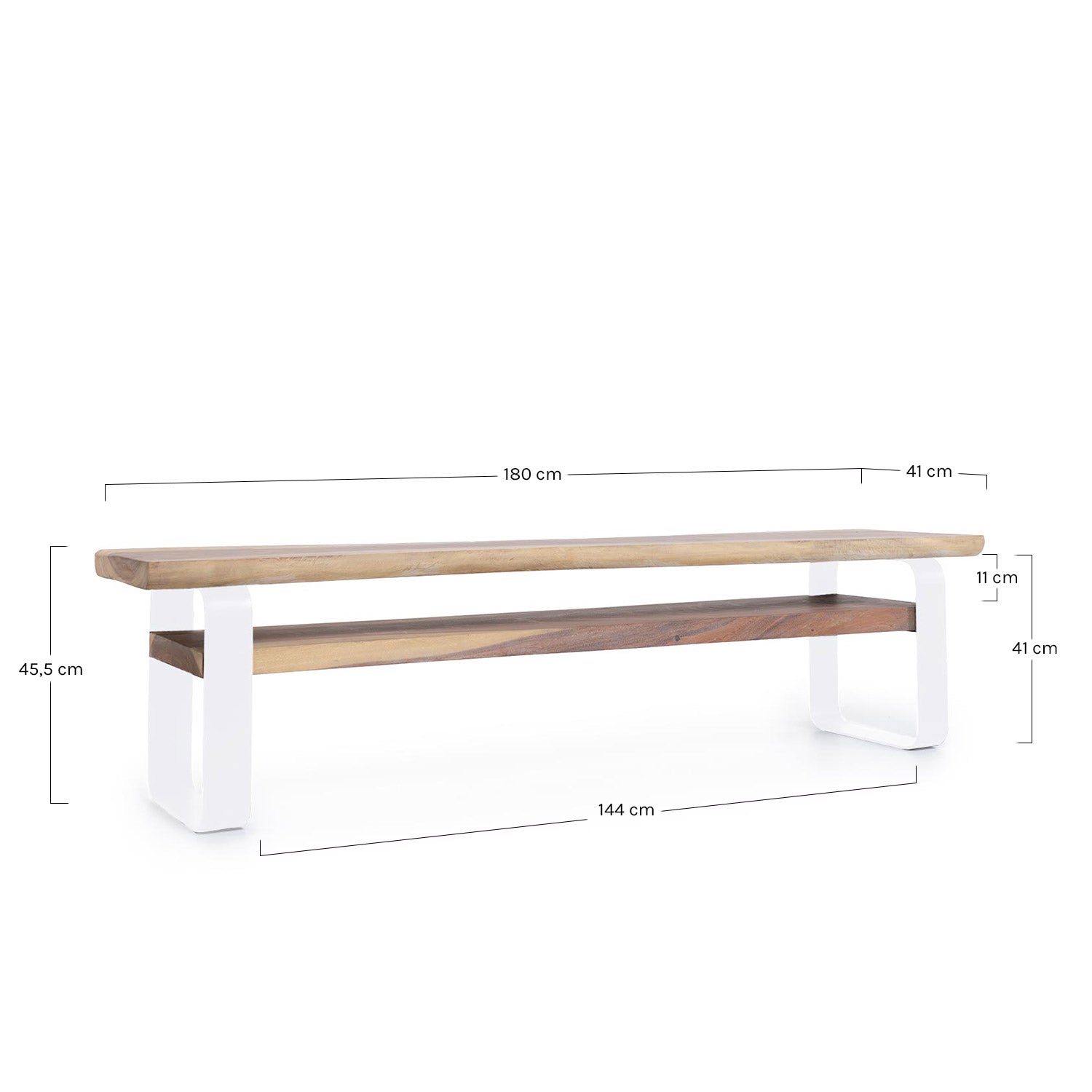 Nayi Mueble TV 180cm madera y hierro blanco