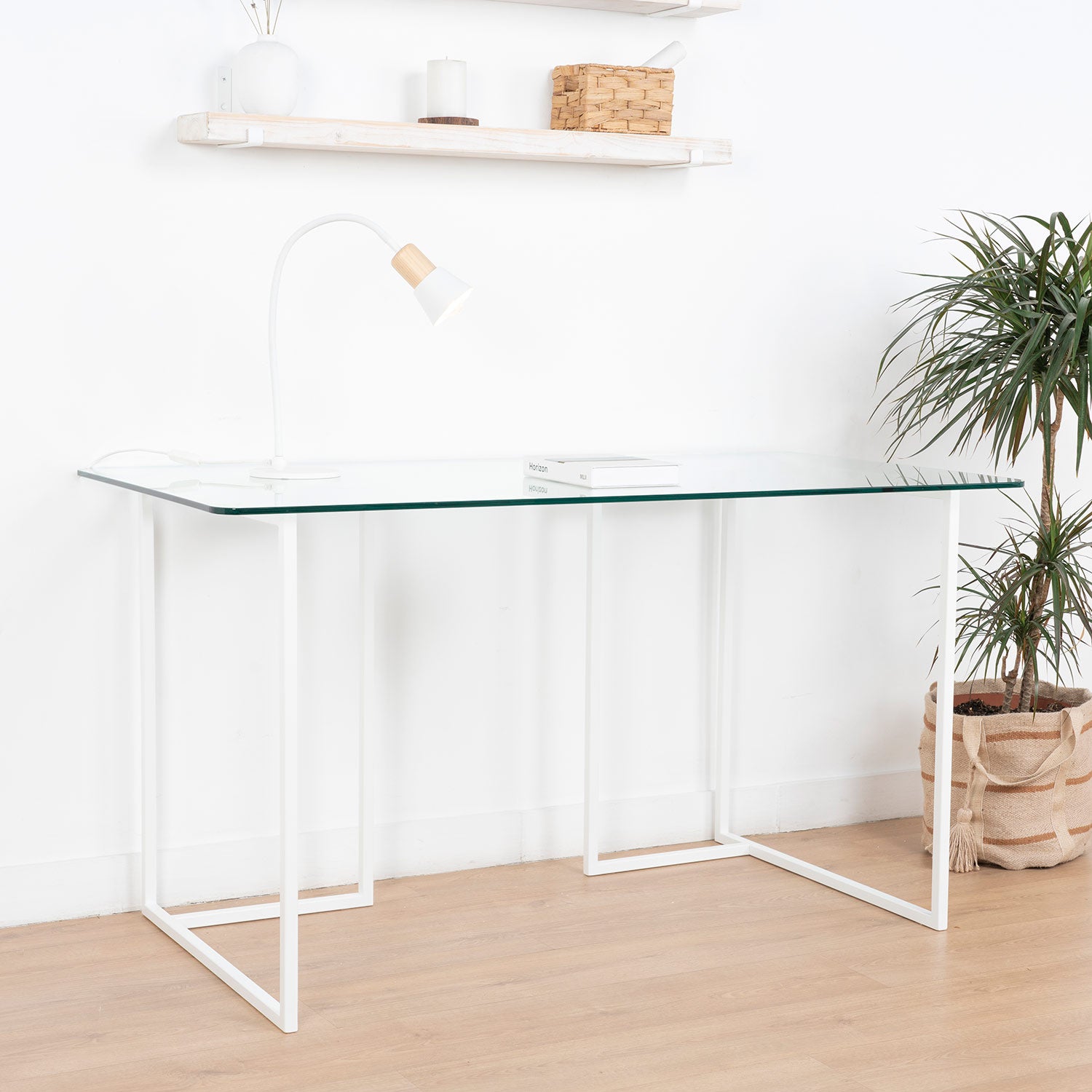 Elegance Escritorio moderno de cristal y patas blancas