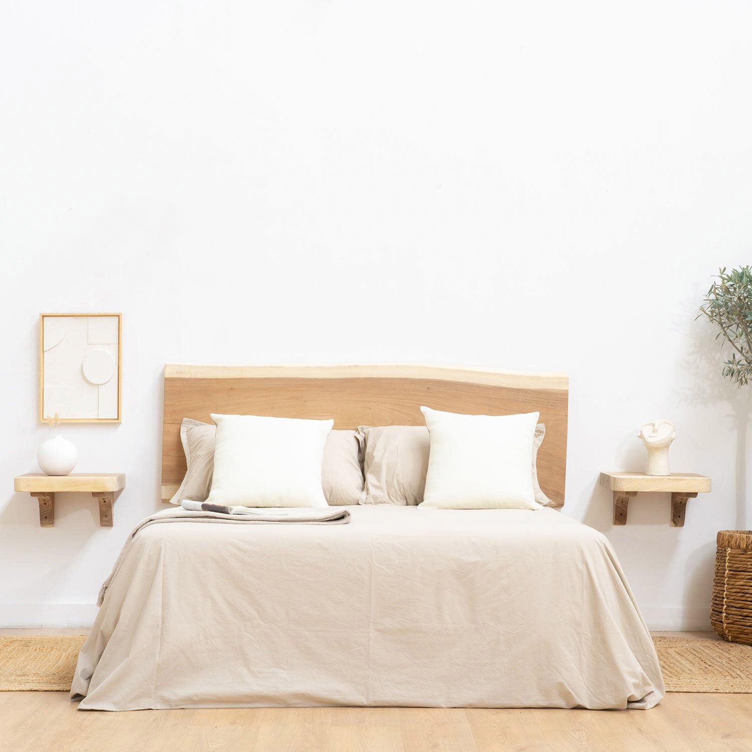 Long Mesita de noche estante madera maciza