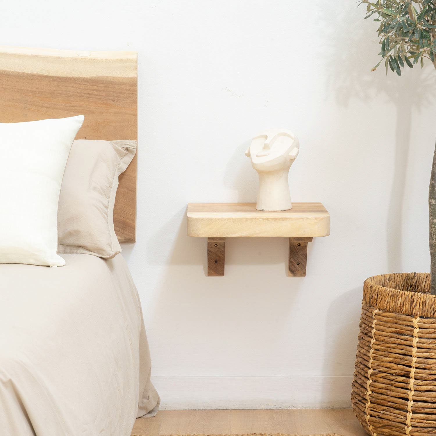 Long Mesita de noche estante madera maciza