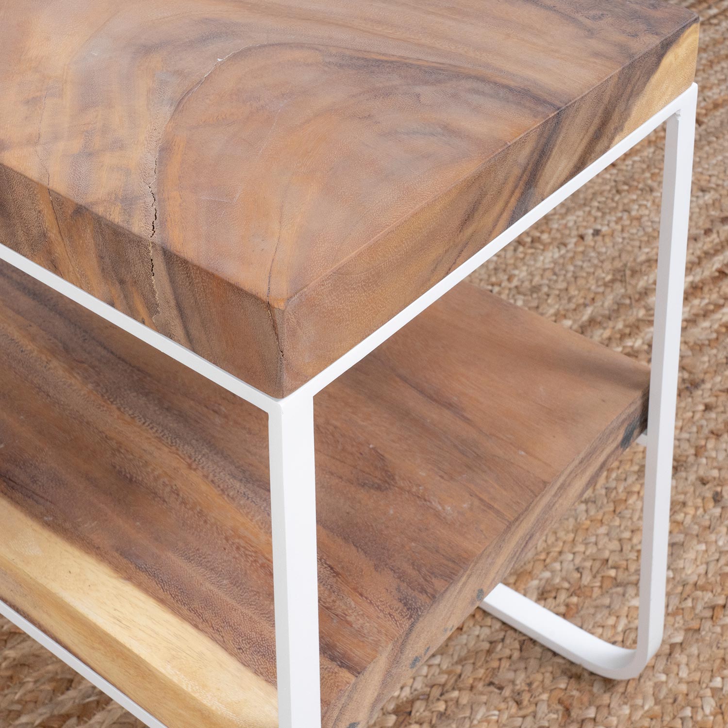 Nayi Mesa auxiiar madera y hierro blanco