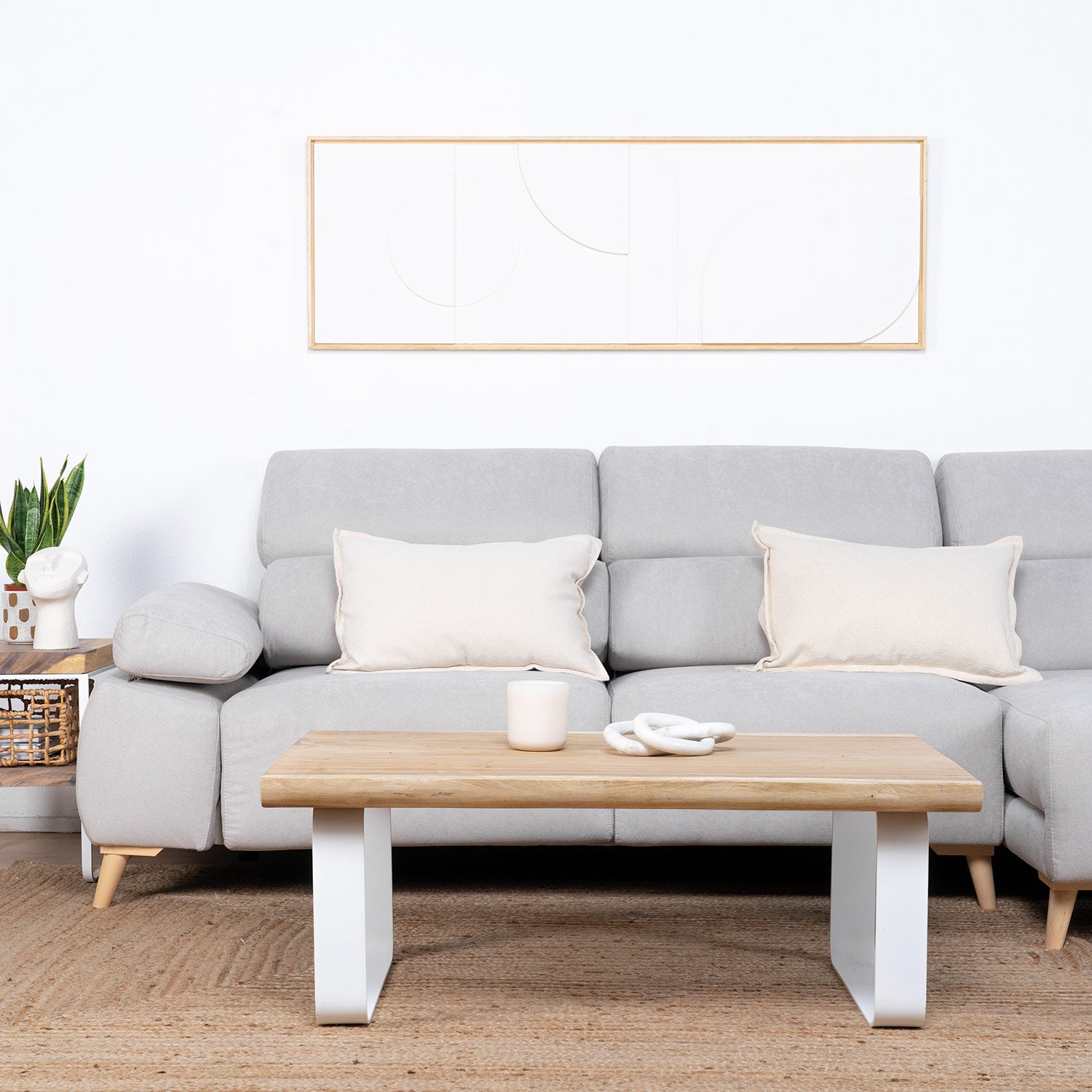 Nayi Mesa de centro de hierro blanco y madera