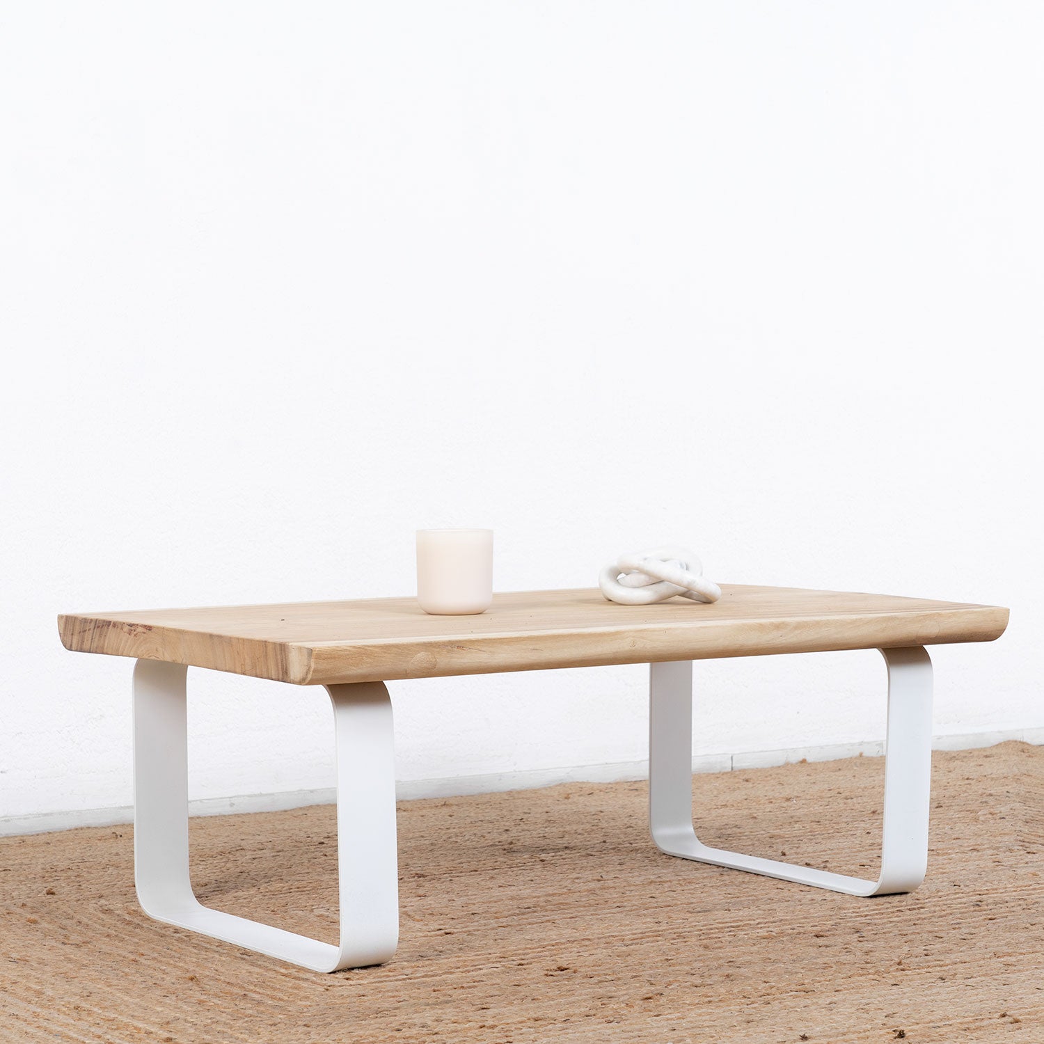 Nayi Mesa de centro de hierro blanco y madera