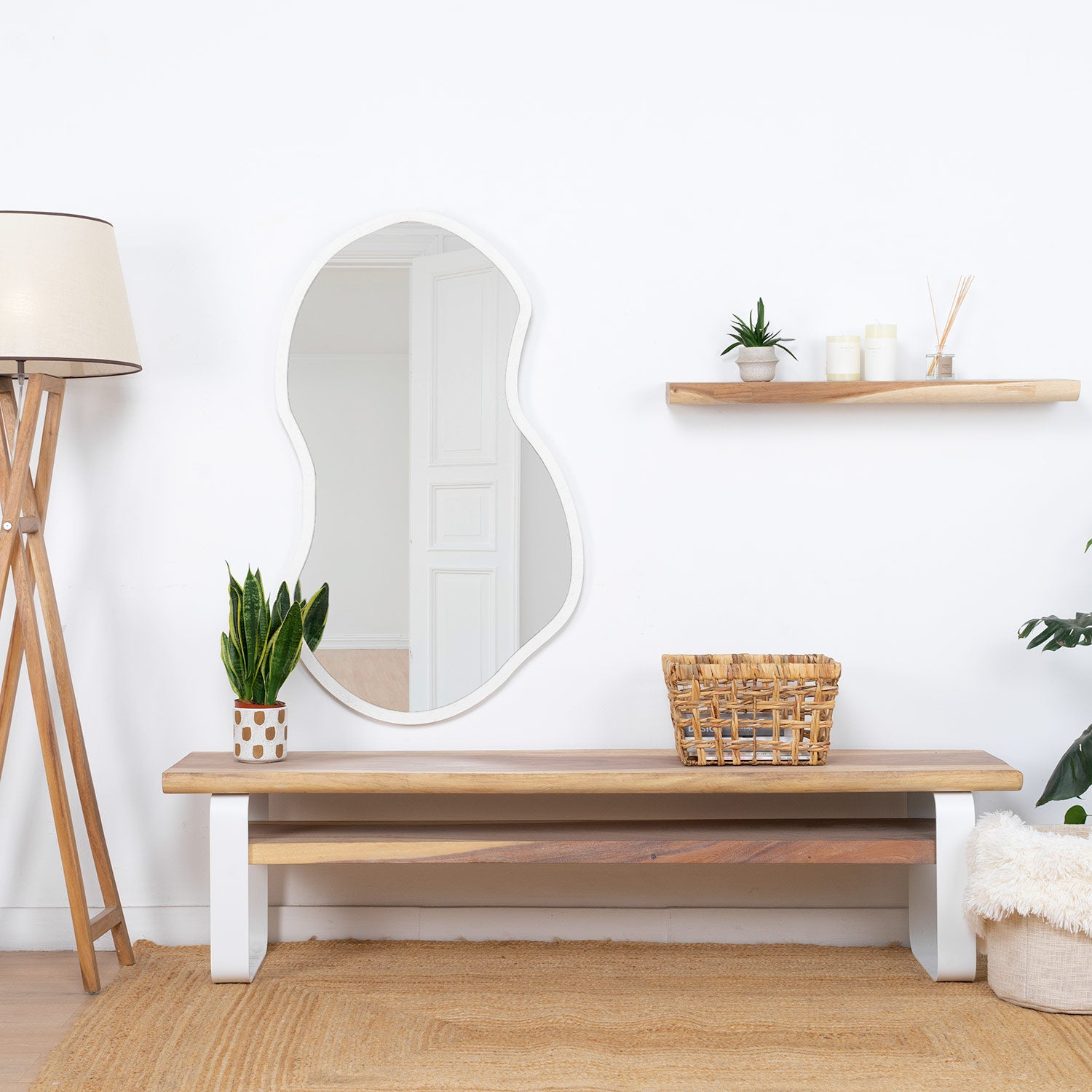 Nayi Mueble TV 180cm madera y hierro blanco