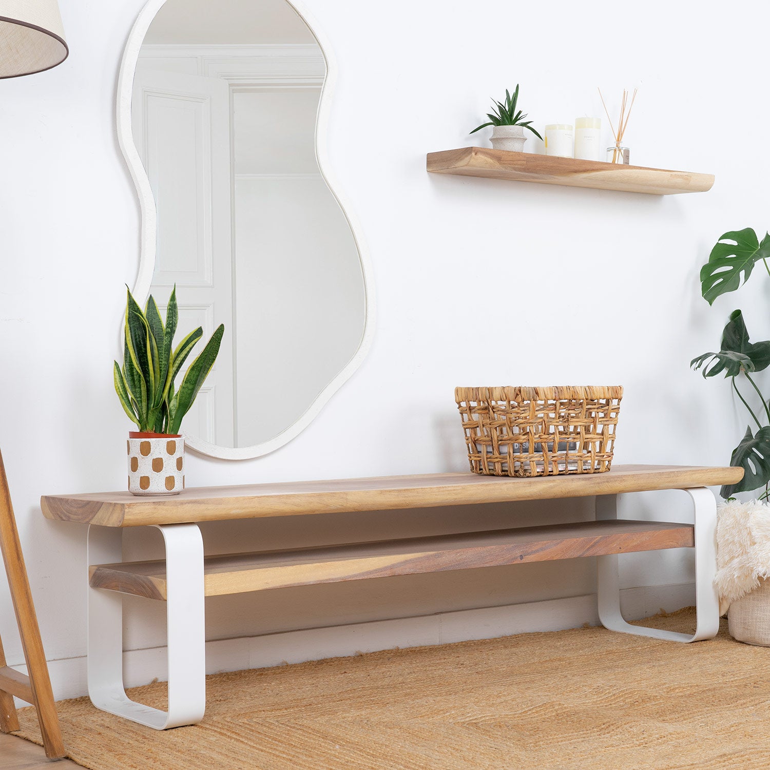 Nayi Mueble TV 180cm madera y hierro blanco