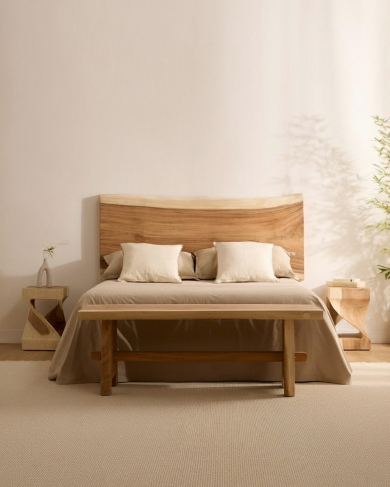 Headboard, bedside tables and stool packs