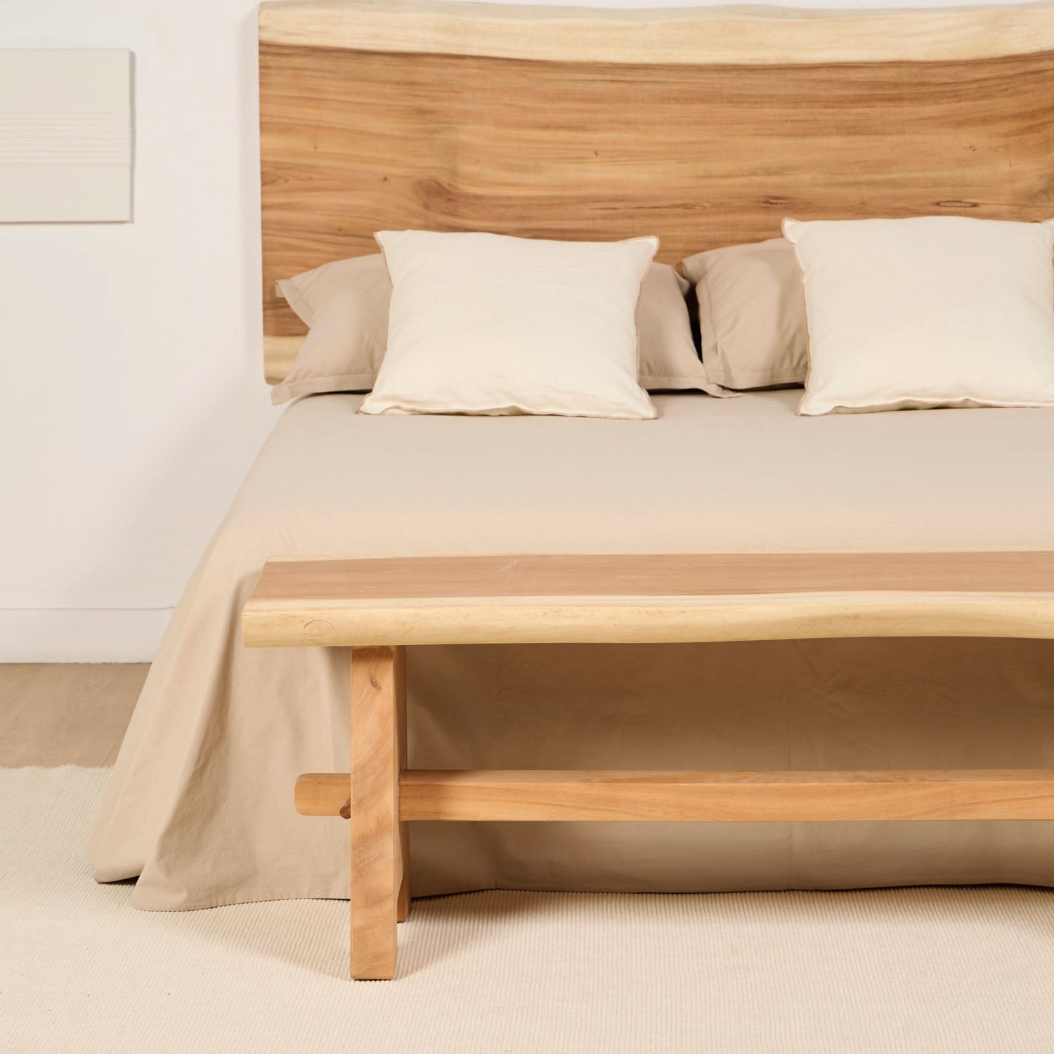 PACK HEADBOARD NATURA + 2 BEDSIDE TABLES SLIP + BENCH NATURA