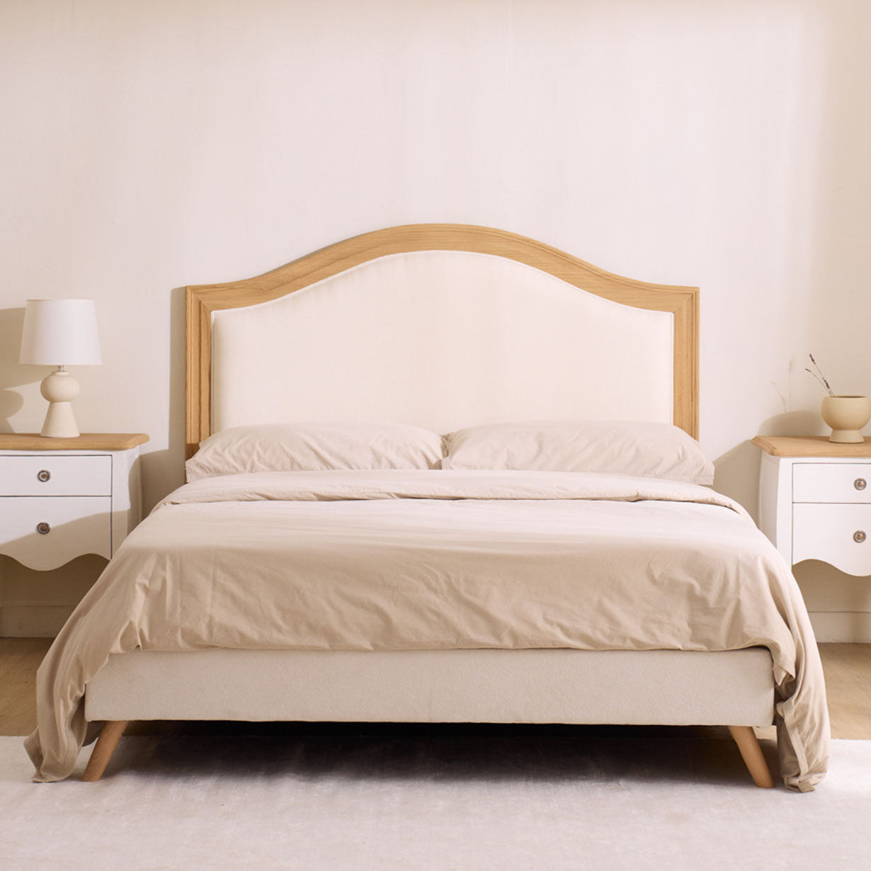 IDIMEX Testiera Letto Imbottita Celia 120 Cm - Rivestimento In Velluto Bianco Crema, Fissaggio A Parete, Angoli Rotondi