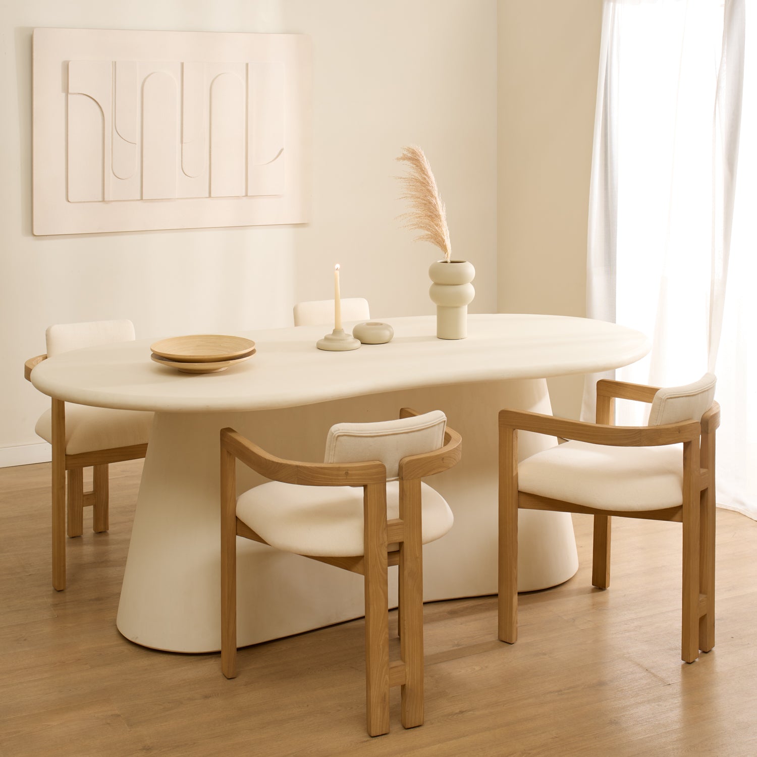 Cloud white microcement table - Dining room | Wabi Home