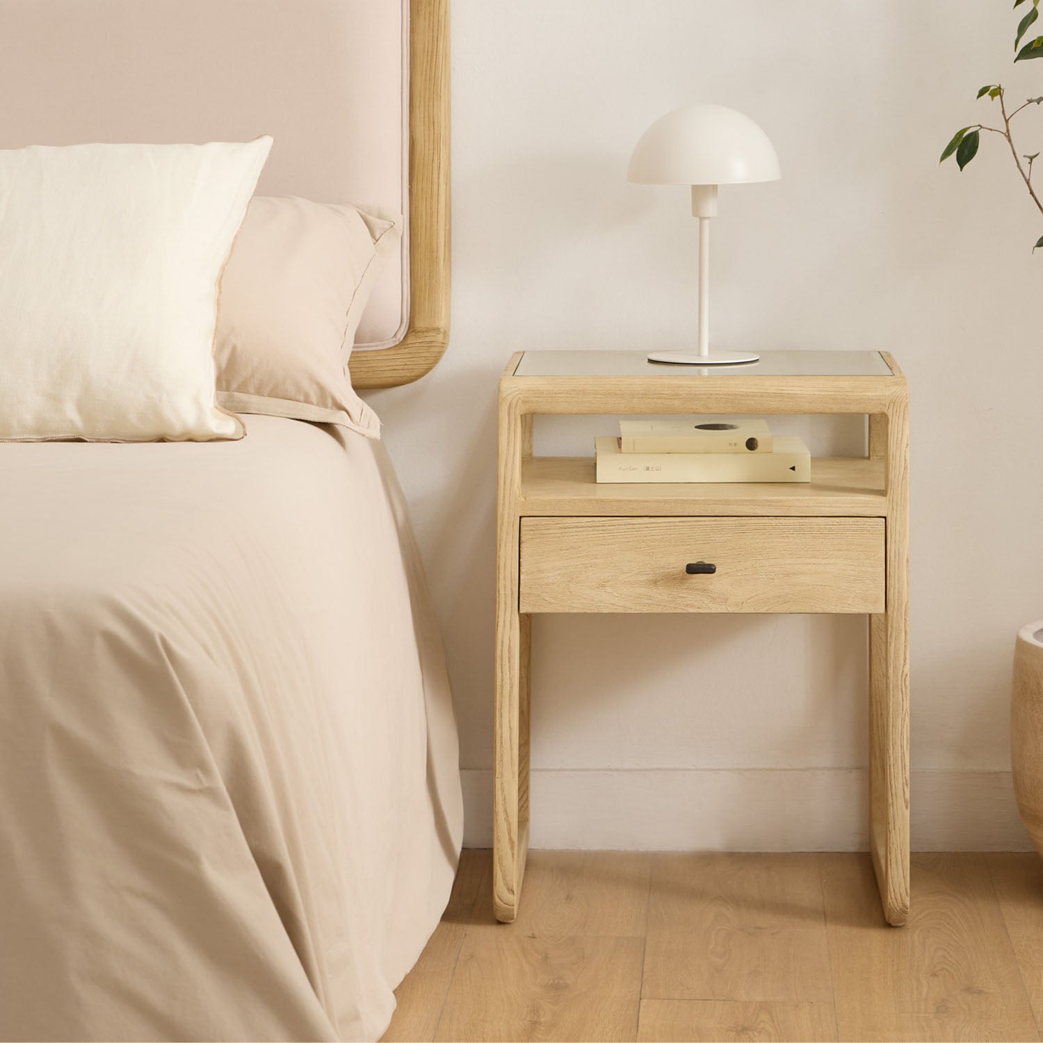 PACK HEADBOARD UPHOLSTERED BOYD + 2 BEDSIDE TABLES AURA