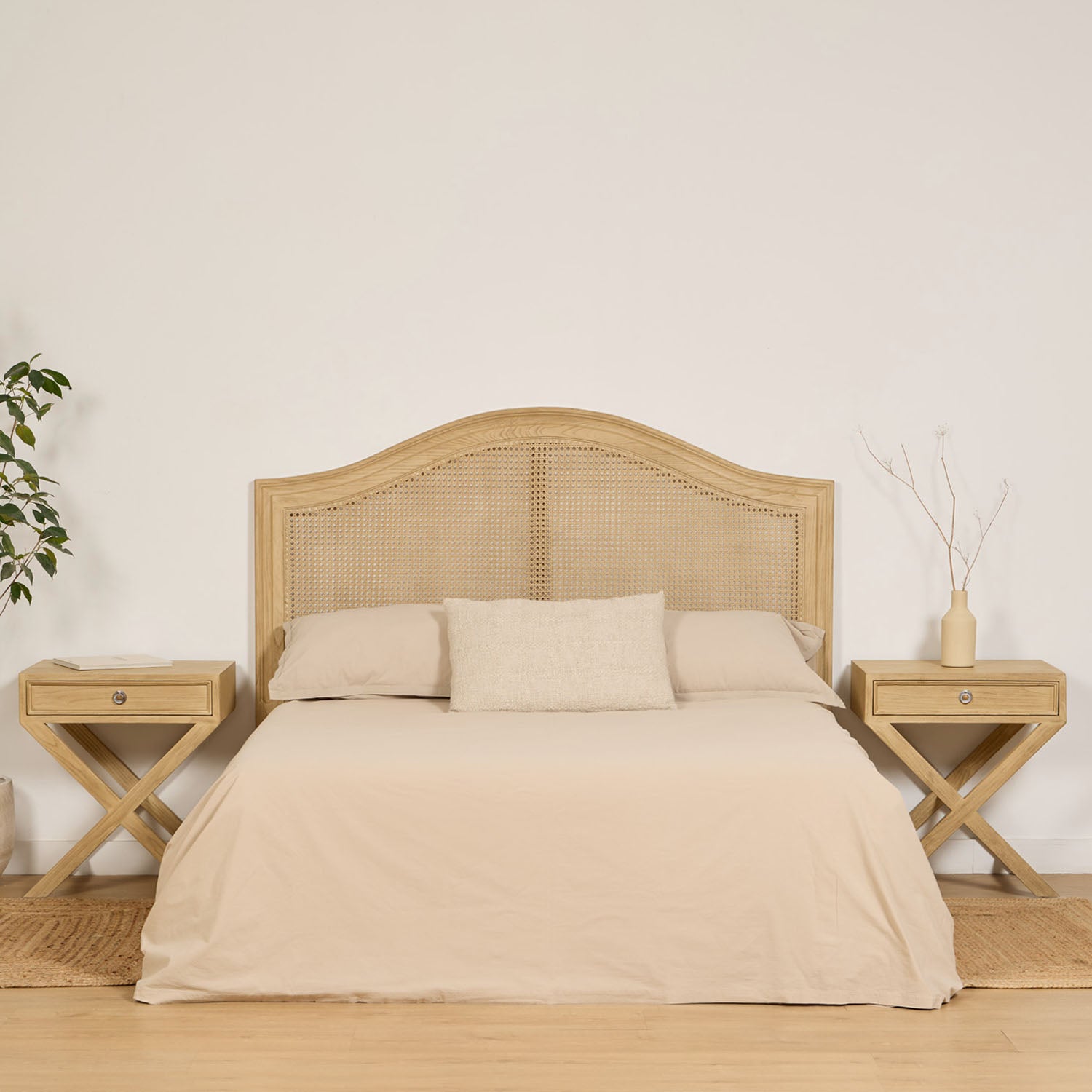 PACK RATTAN HEADBOARD MANI + 2 BEDSIDE TABLES MILL