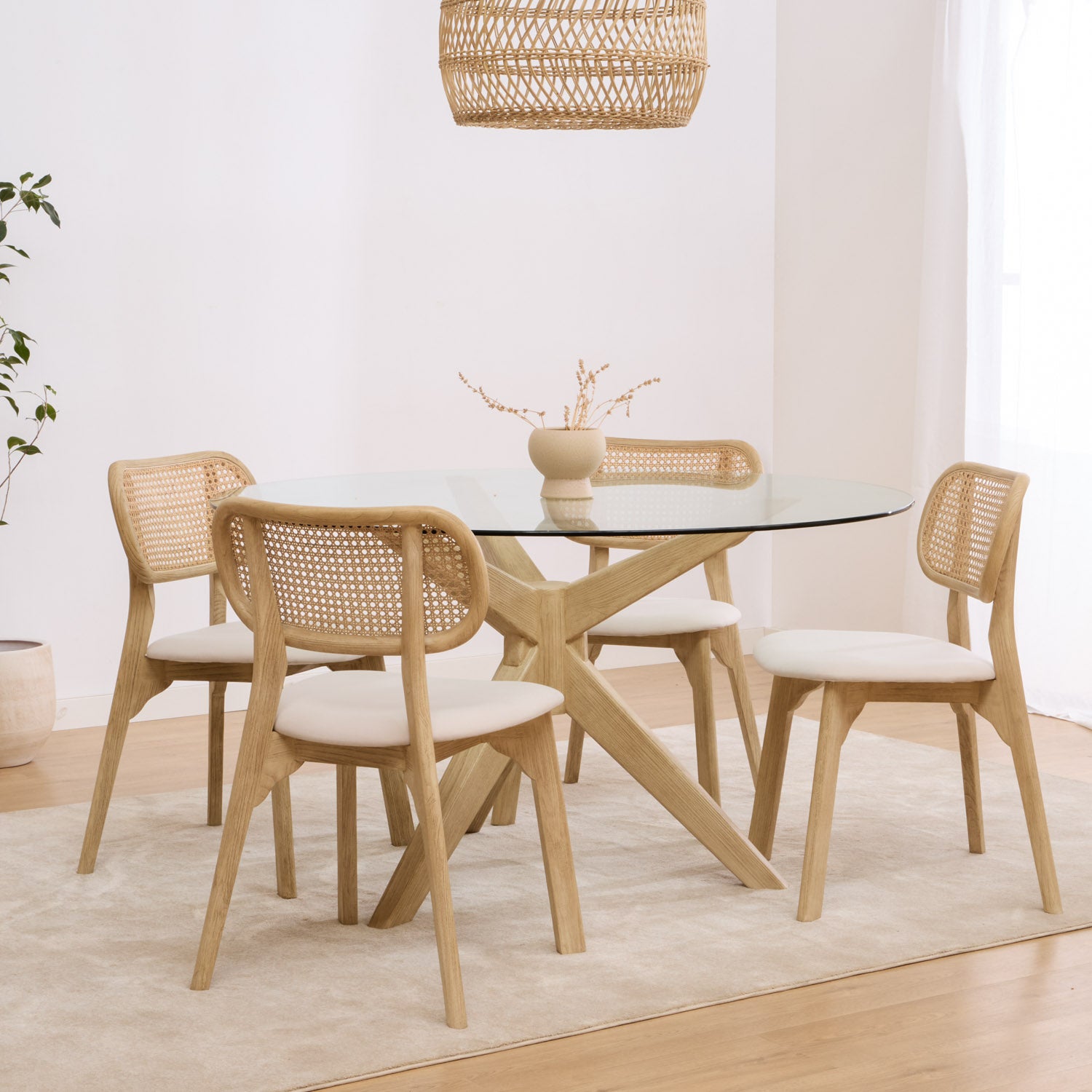 PACK TABLE SKAN + 4 CHAISES DARI