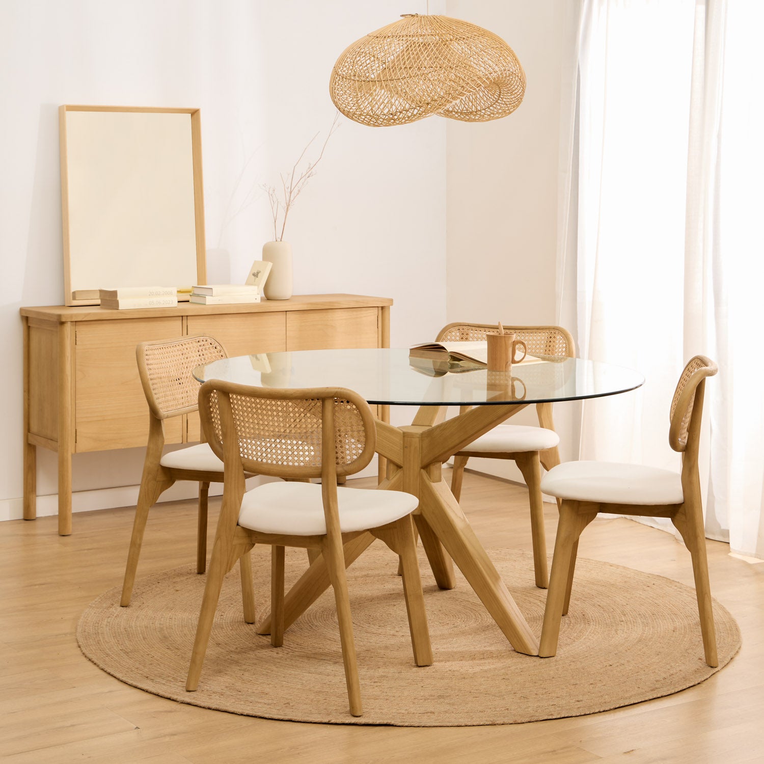 PACK TABLE SKAN + 4 CHAISES DARI