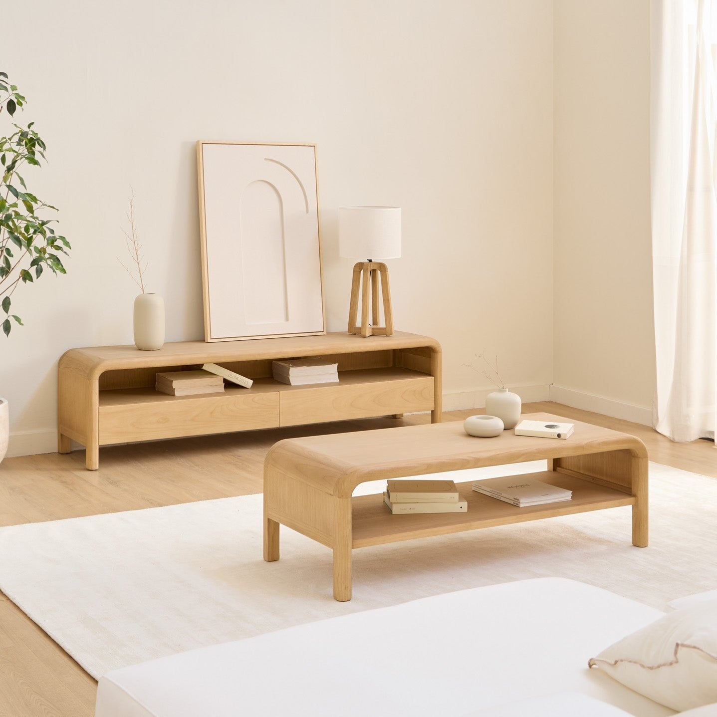 PACK MEUBLE TV + TABLE BASSE BOYD NATUREL 