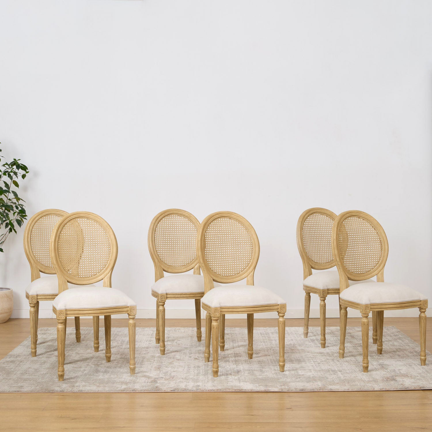 PACK 6 BEIGE CHAIRS ROUNDED