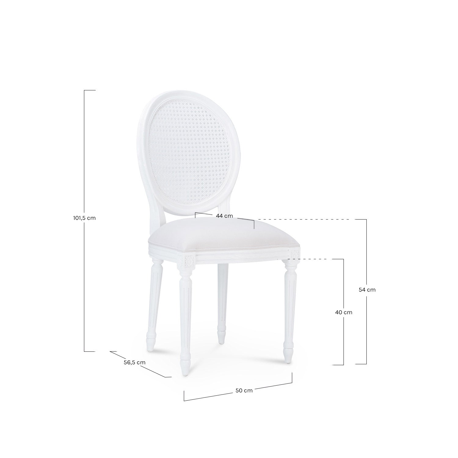 PACK 6 CHAISES BLANCHE ROUNDED
