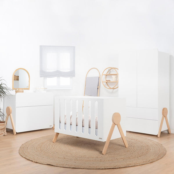Bayi Cuna de bebé cómoda y armario blanca madera Haya