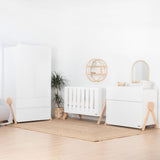 Bayi Cuna de bebé cómoda y armario blanca madera Haya