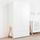 Bayi Cuna de bebé y armario blanca madera Haya