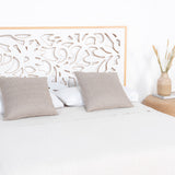 Blomma Cabecero de cama blanco y madera