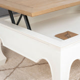 Curve blanca mesa de centro elevable madera
