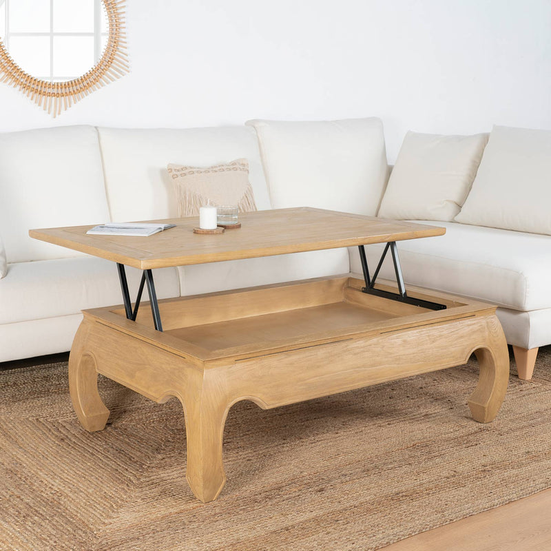 Curve Mesa de centro elevable madera y blanca - Muebles salón