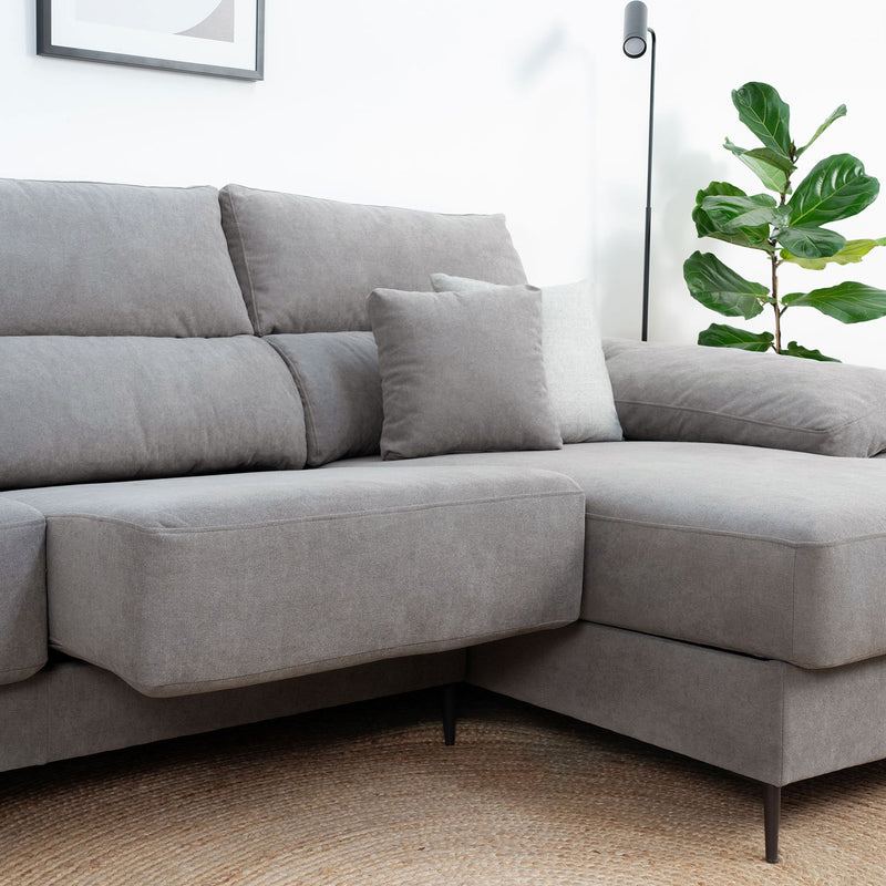 Dilan sofá chaise longue deslizante con arcón color gris