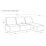 Madi Sofá modular 2 piezas con chaise longue gris cálido - Muebles Salón - Wabi Home