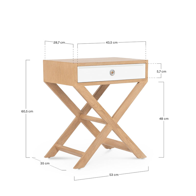 WHITE BEDSIDE TABLE MILL