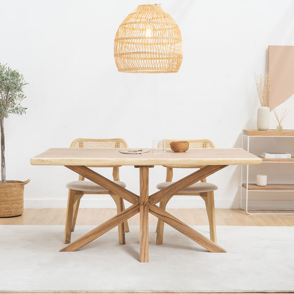 Mesas de comedor rústicas de madera natural y cristal - Wabi Home