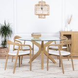 Mesa de comedor madera y cristal + sillas de comedor