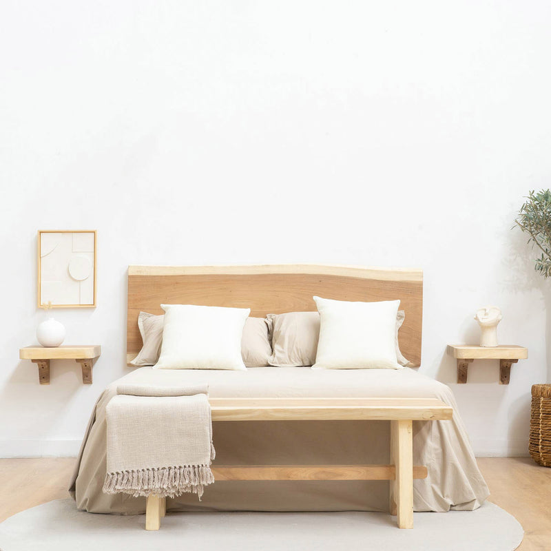 Dogar Import Conjunto Dormitorio matrimonio con cabecero 150 + 2 mesitas en  madera maciza