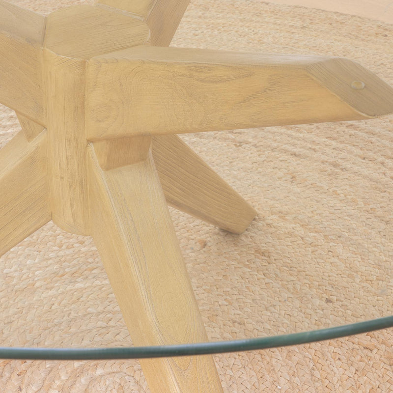 Skan Mesa redonda cristal y madera