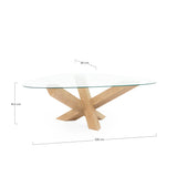 Tripod mesa de centro cristal y madera