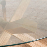 Tripod mesa redonda cristal y madera